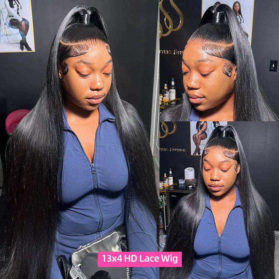 Straight Lace Front Human Hair Wigs, 13x4 HD Frontal Density Natural Hairline