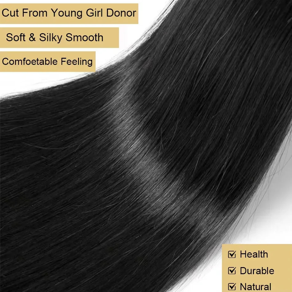 Straight Human Hair Bundles 16A Double Weft Bone Brazilian Virgin Raw Extensions