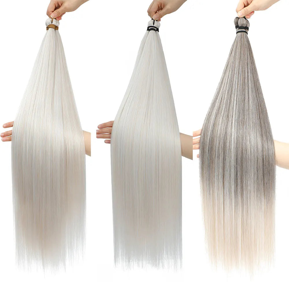 Straight Pony Hair Bundles Crochet Braids Synthetic Braiding Soft Extensions