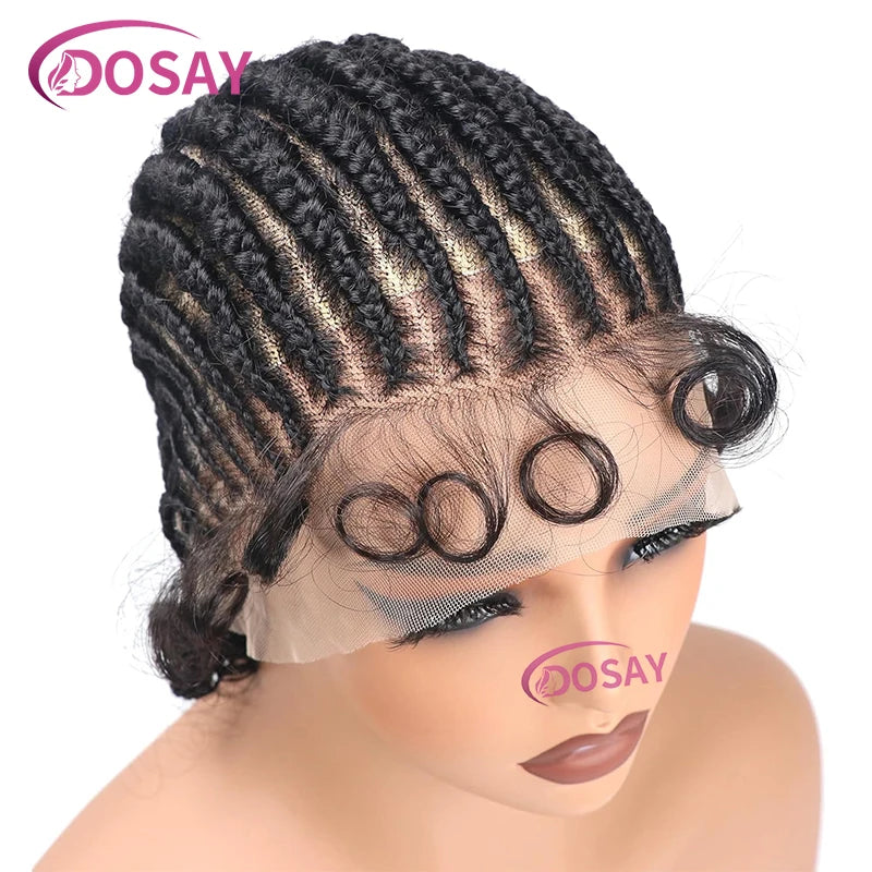 8 Inch Synthetic Short Bob Cornrow Braided Wig with Baby Hair, Knotless Box Braids