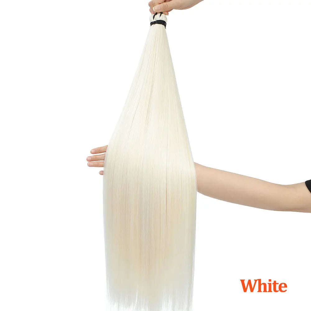 300G Straight Pony Hair Bundles Crochet Braids Synthetic Braiding Ombre Brown Soft