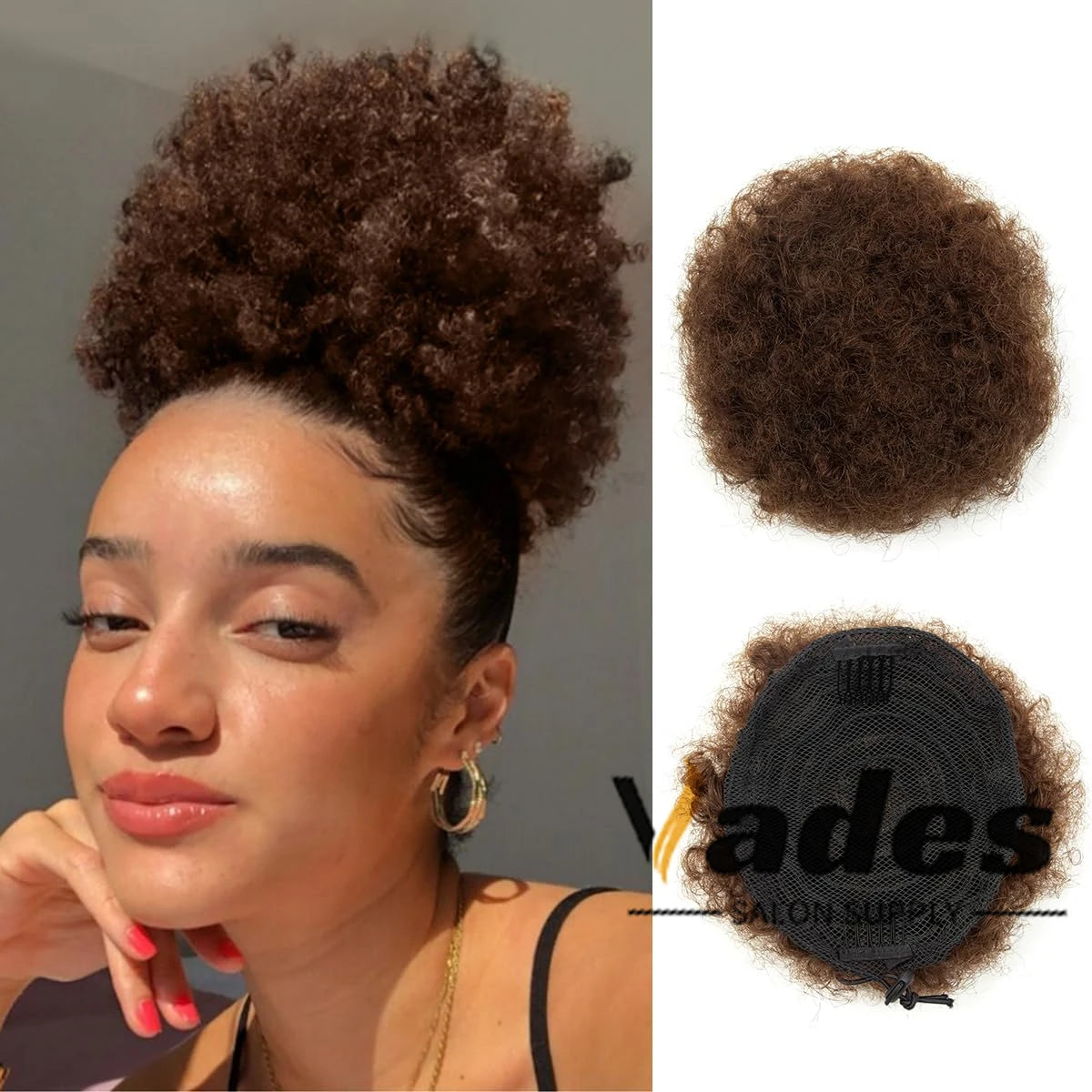 Curly Human Hair Ponytail Afro Kinky Puff Drawstring Bun Piece Clip in