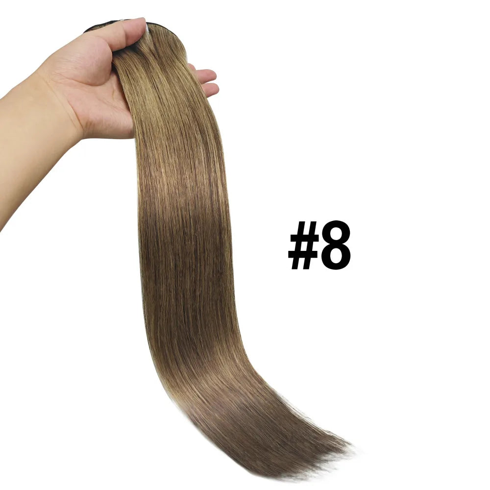 Clip in Hair Extensions Chestnut Brown Double Weft Thick 120G Silky Straight