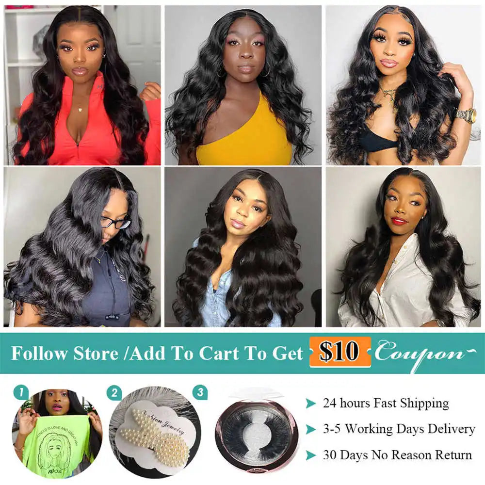 13x4 HD Transparent Body Wave Lace Front Wig Frontal Brazilian Human Hair