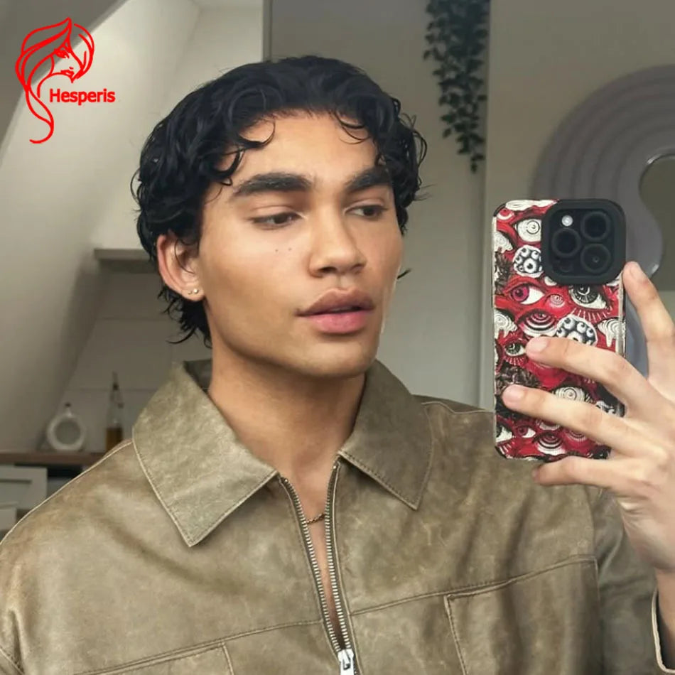 Wavy Pre-Cut Full Lace Wig for Men, Short Pixie, Transparent Lace