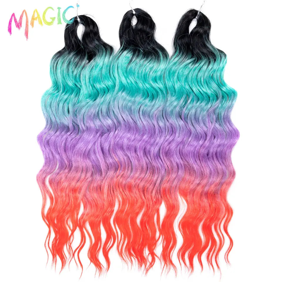 Water Wave Braiding Hair Extensions Ombre Blonde Deep Afro Curl Twist Crochet