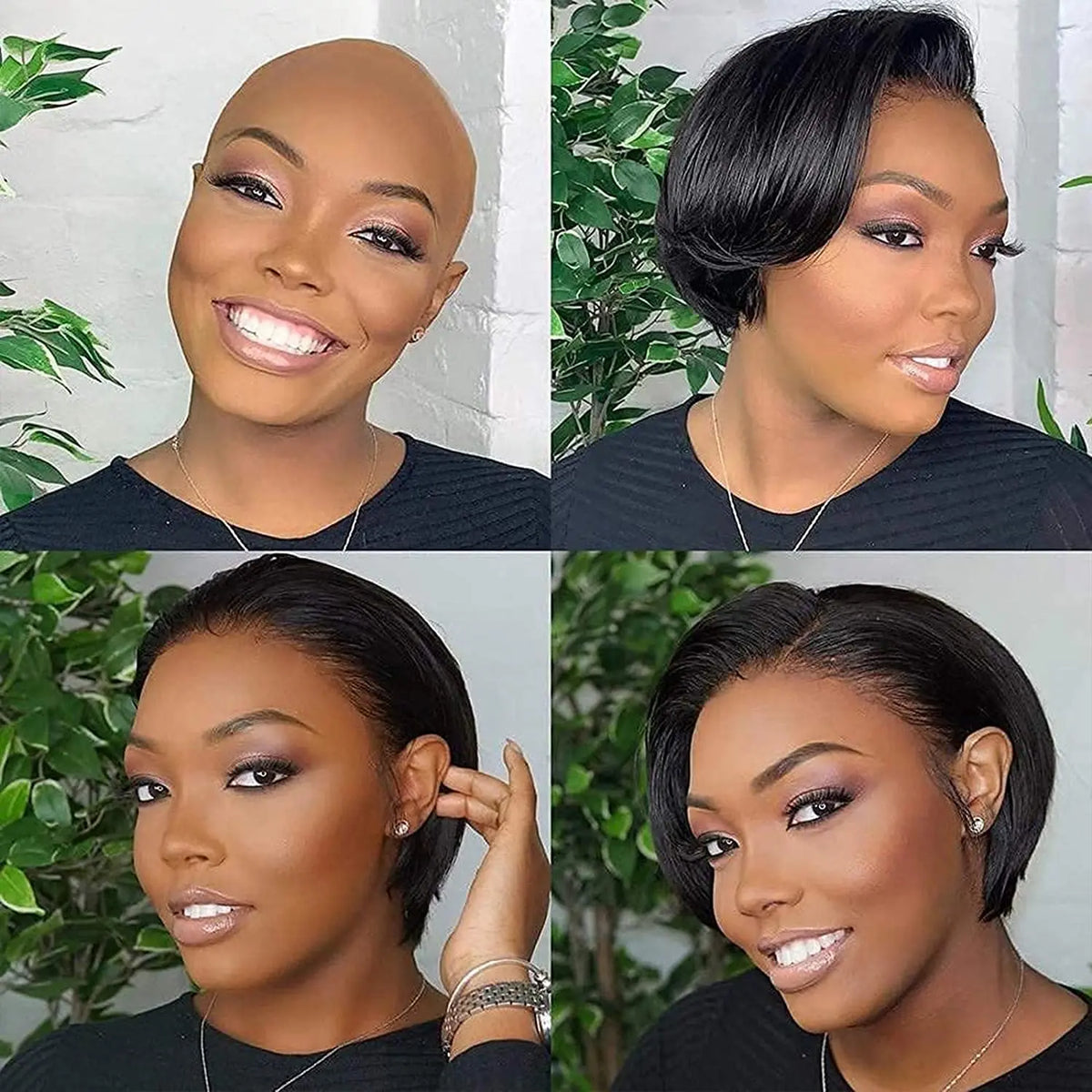 Pixie Cut 13x4 Transparent Lace Front Wigs Short Bob Brazilian Straight HD