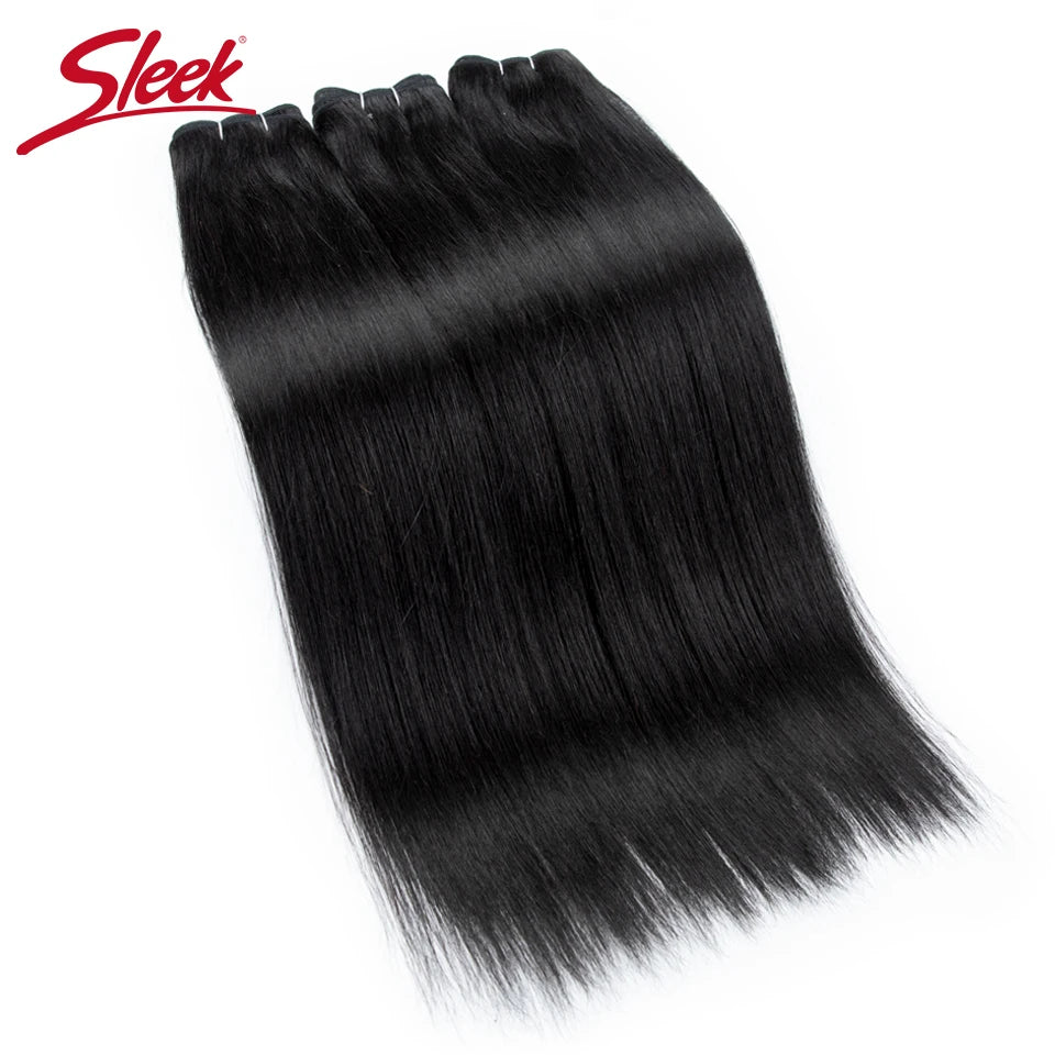Sleek Peruvian Straight Human Hair Double Drawn Natural Weave Bundles Brown Remy
