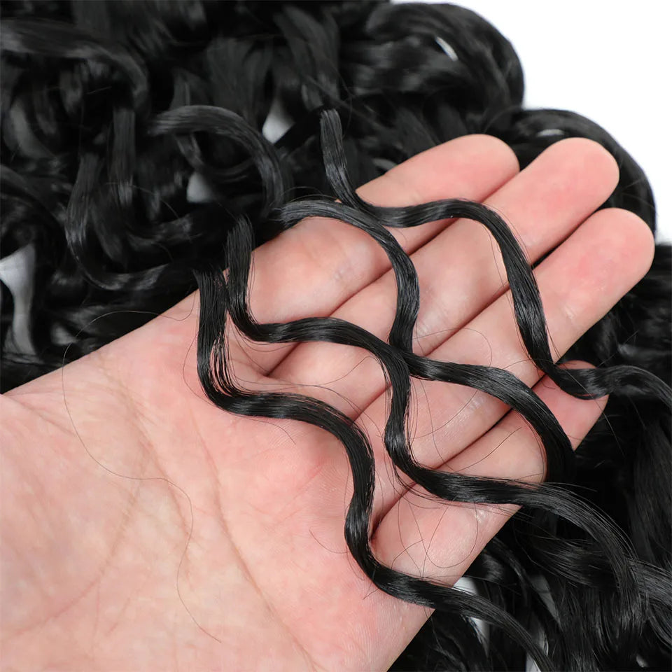 Curl Crochet Hair 14inch 1-8 Packs Ombre Brown Water Wave Curly Braiding