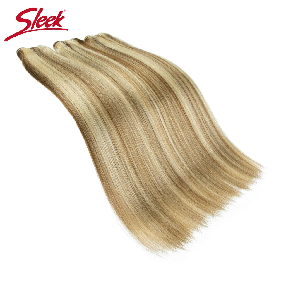Sleek Peruvian Straight Human Hair Double Drawn Natural Weave Bundles Brown Remy