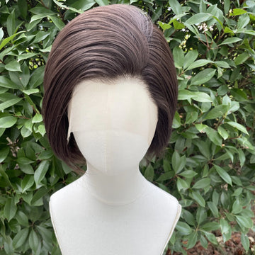 Natural Brown Short Bob Cut Synthetic Lace Front Wigs Cosplay Hairline Glueless