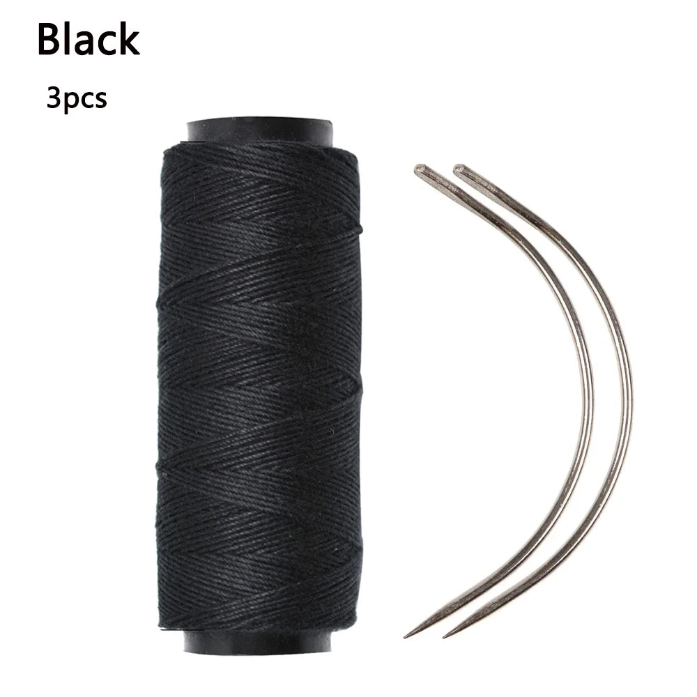 Black Brown Beige Needle Thread Hair Extensions Weave Sewing Threads C Shape