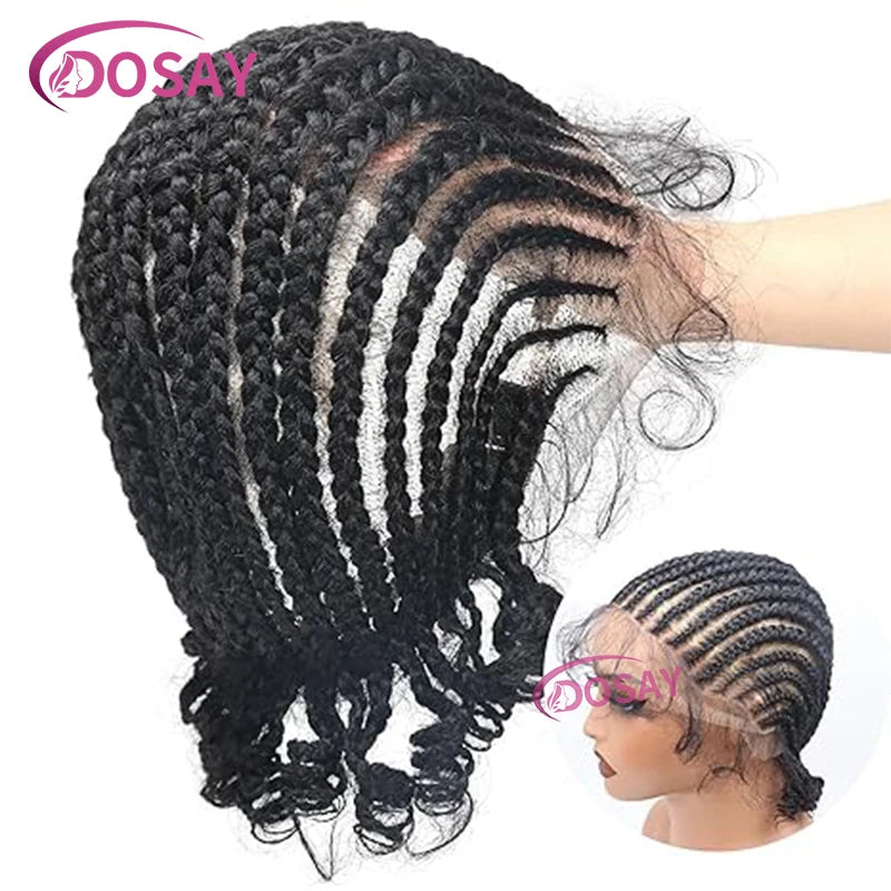 8 Inch Synthetic Short Bob Cornrow Braided Wig with Baby Hair, Knotless Box Braids