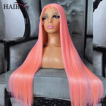13x4 Pink Wig Lace Front Human Hair Brazilian HD Frontal Pre Plucked