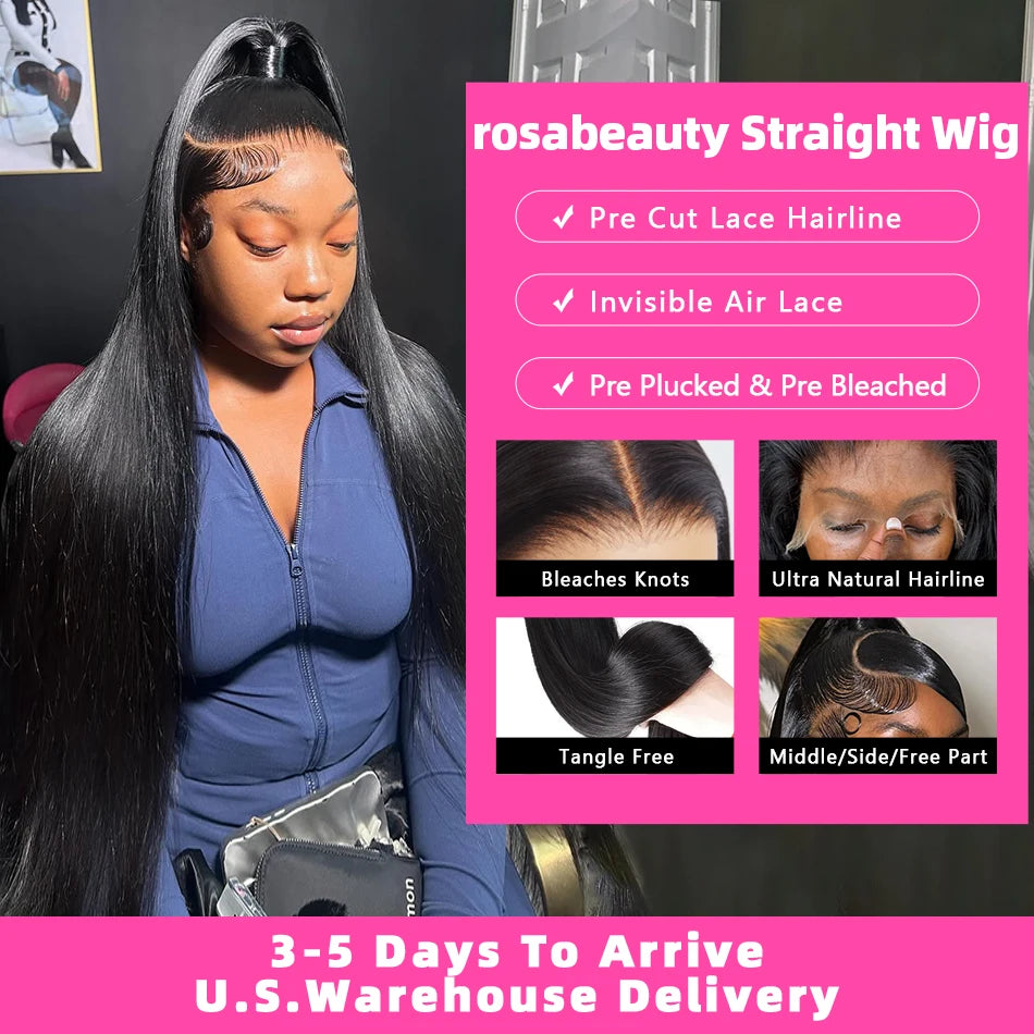 Straight Lace Front Human Hair Wigs, 13x4 HD Frontal Density Natural Hairline