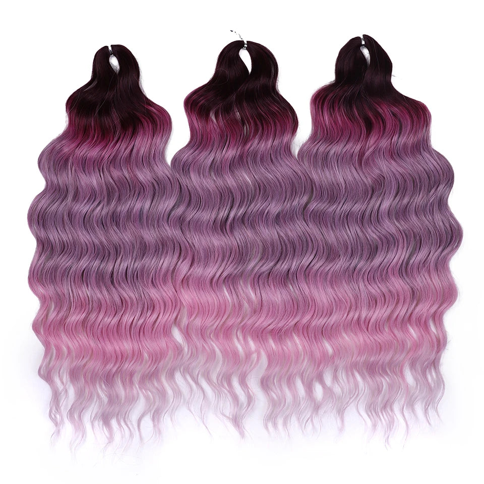 Water Wave Braiding Hair Extensions Ombre Blonde Deep Afro Curl Twist Crochet