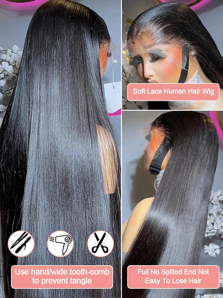 Virgin 13x4 Bone Straight HD Lace Frontal Wig Pre Plucked Transparent Density