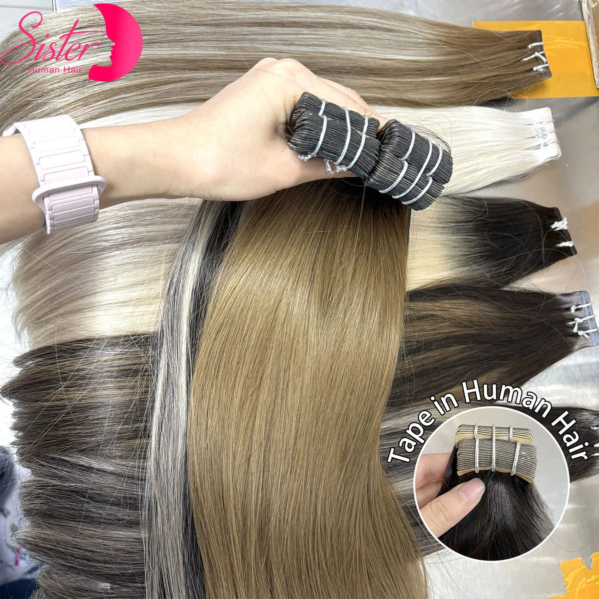 Tape in Vietnamese Virgin Human Hair 50g/ Colored Straight Extensions Skin Weft