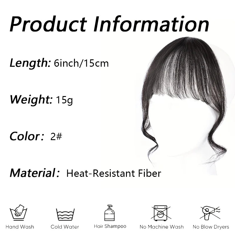 Japan-Style Manga Synthetic Bangs | Dragon Whiskers & Double Temples BB Clip, Natural Looking, Lightweight Breathable Daily Wear