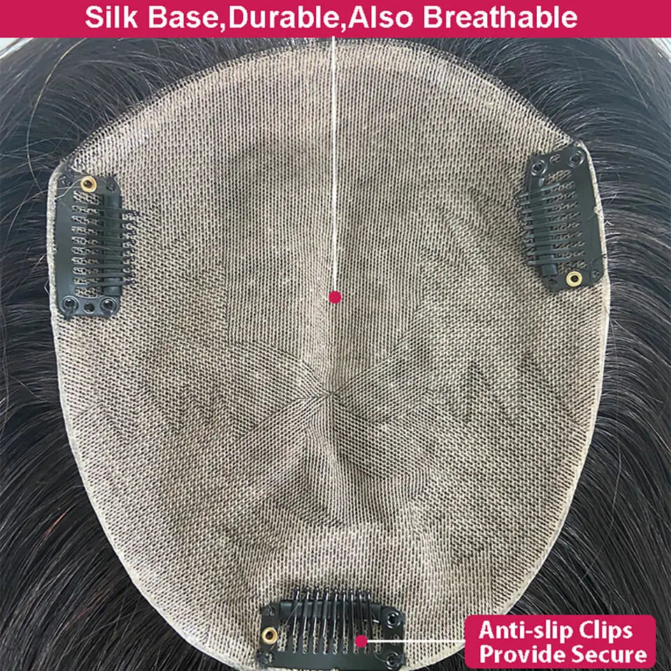 Silk Base Straight Hair Toppers Natural Looking Remy Human Topper Clips Breathable