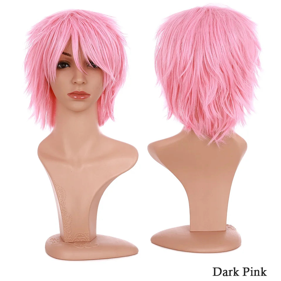 Synthetic Wig Cosplay White Red Green Blue Pink Yellow Hair Short Layer
