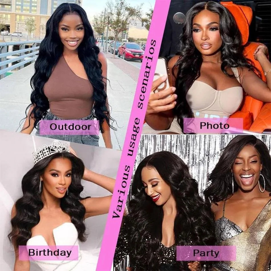 Body Wave 13x6 HD Lace Front Human Hair Wig, 250% Density, Pre-Plucked Glueless