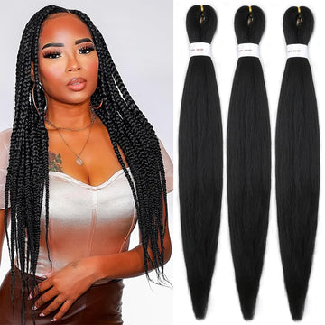 Prestretched Knotless Kanekalon Hair Long Straight Synthetic Box Braids Yaki Texture Water