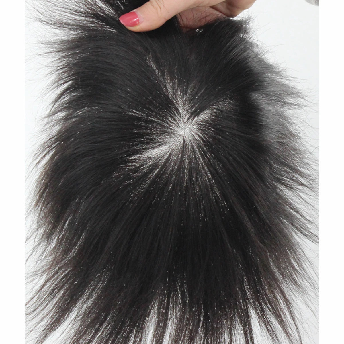 100% Human Hair Toupee Mono Top PU Sides Lace Mesh Clips Hand