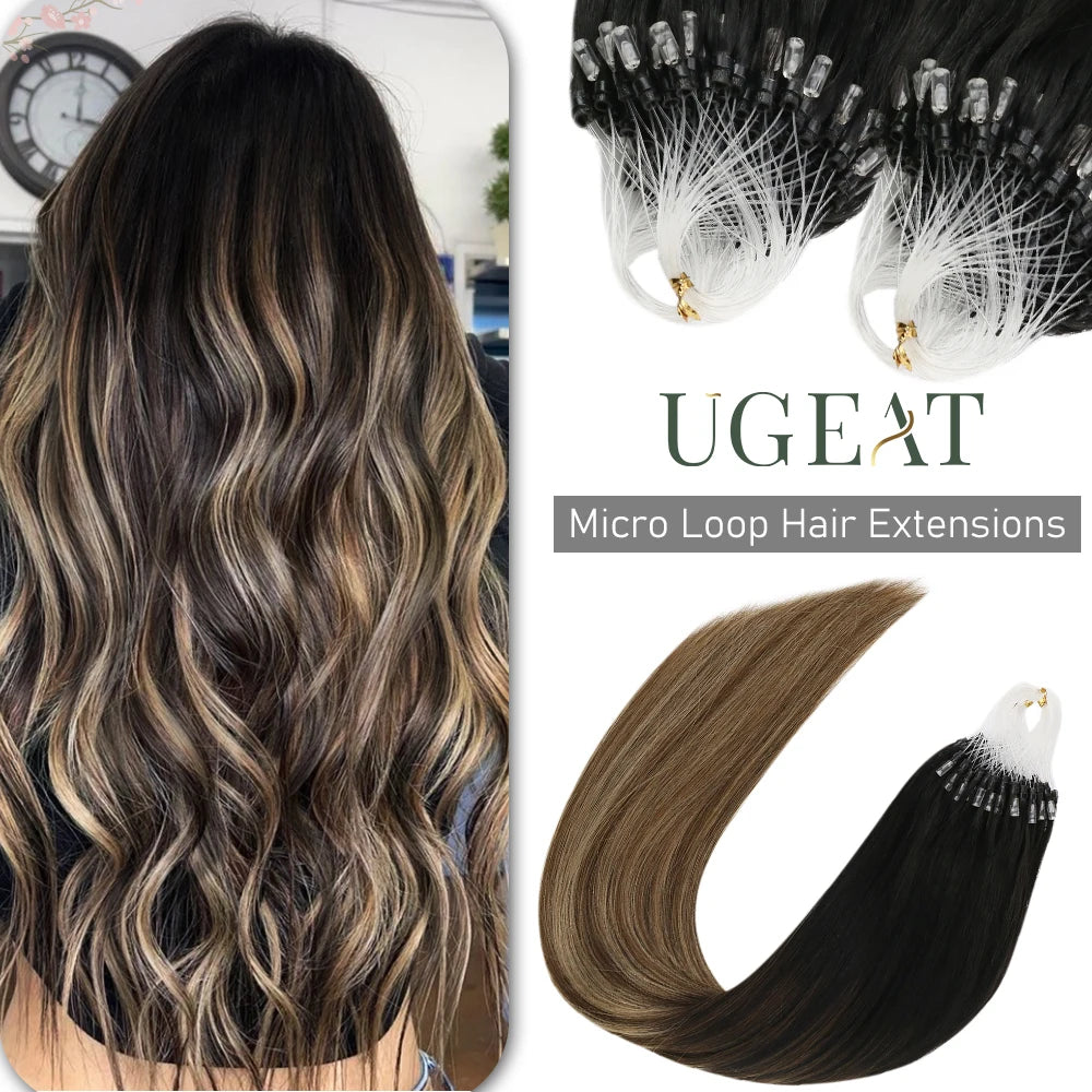 Micro Loop Human Hair Extensions Balayage Blonde 50Gram/Set 1G/S Natural Link Fusion