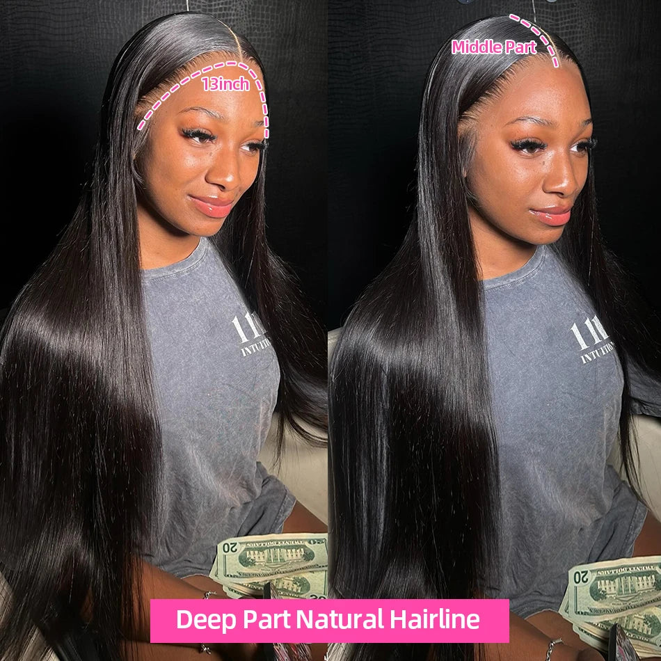 Straight Lace Front Human Hair Wigs, 13x4 HD Frontal Density Natural Hairline