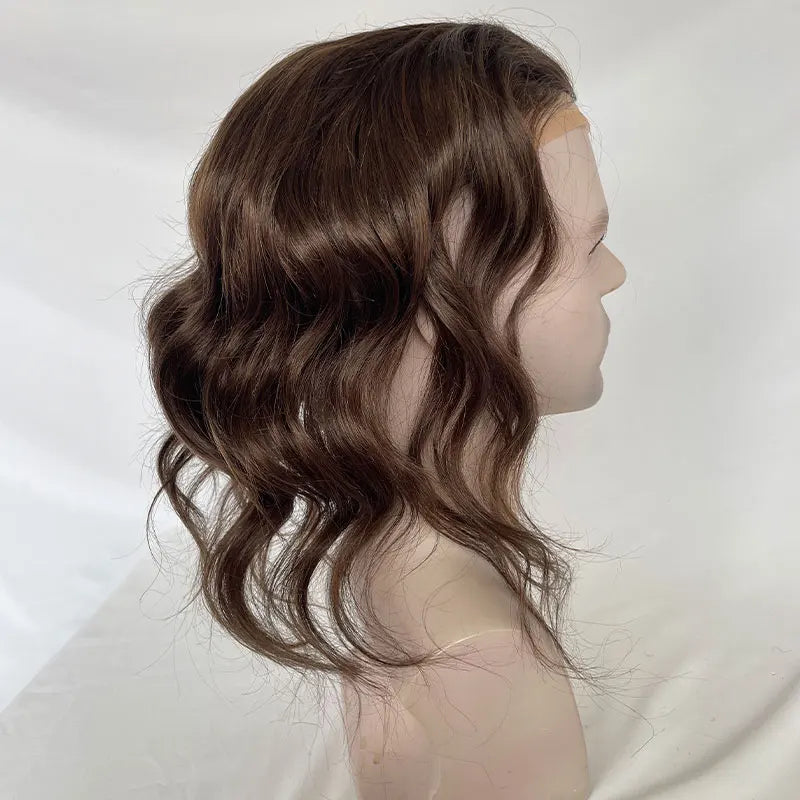 Hair Curly Replacement System 12INCH Long Toupee Fine Mono Lace Hairpiece, 8x10