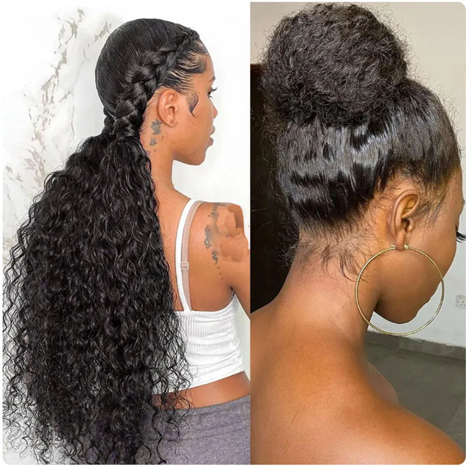13x6 Glueless Density Brazilian Deep Wave Curly HD Lace Frontal Human Hair