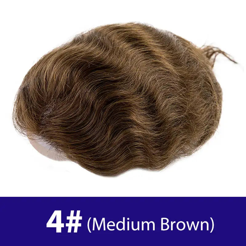 Breathable Mono Lace PU Base Hair Prosthesis Human Men's Wig Systems Natural