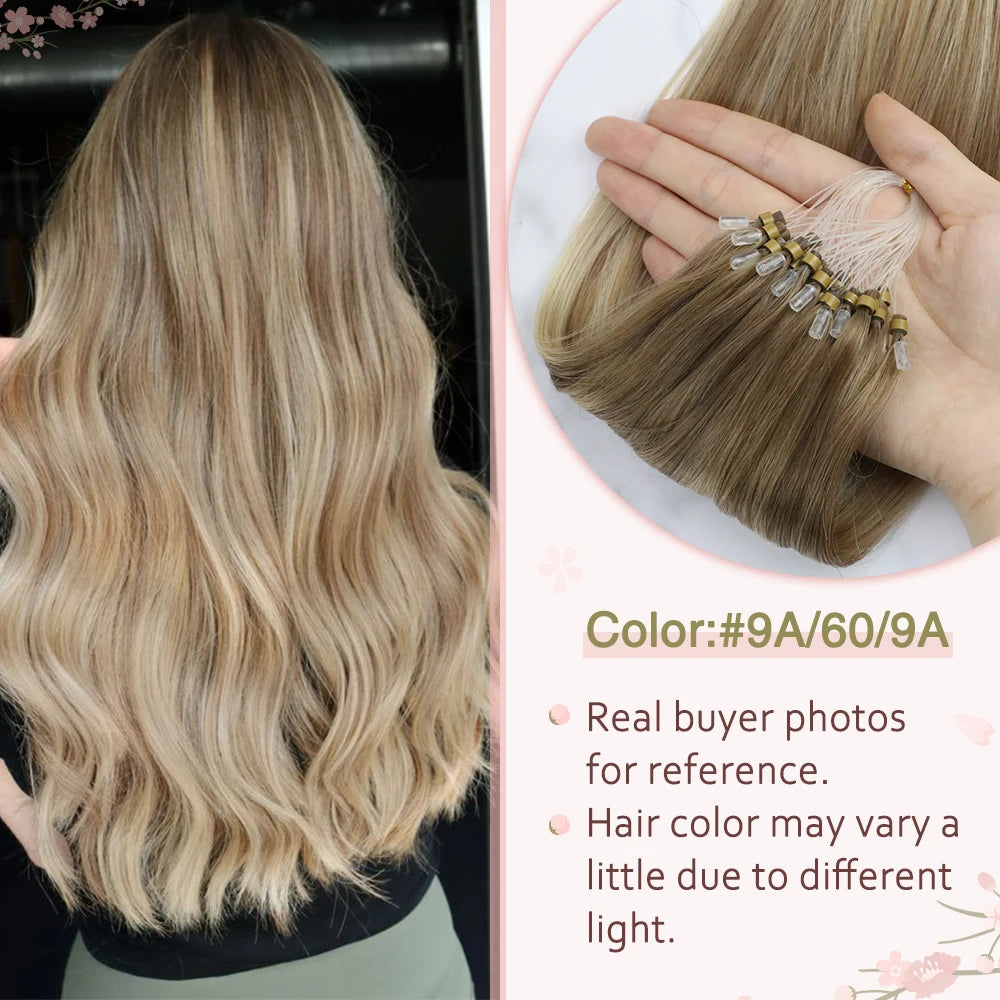 Micro Loop Human Hair Extensions Balayage Blonde 50Gram/Set 1G/S Natural Link Fusion