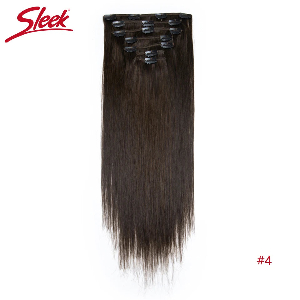 Sleek Straight Clip in Hair Extensions Human Hair Natural Blonde 613 Color 7pcs/Pack Clip in Extensions Salon-Grade Quality