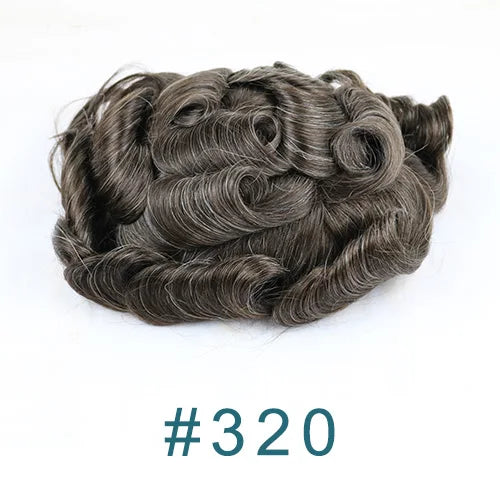 Men's Platinum Blonde 100% Human Hair V-looped PU 120-130% Density Toupee for Men 0.06-0.08mm Skin Base Hair Prosthesis System