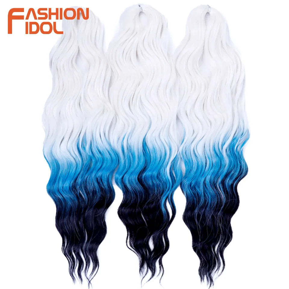 Loose Deep Wave Synthetic Braiding Hair Extensions - 24 Inch Water Wave, Ombre Blonde Twist Crochet