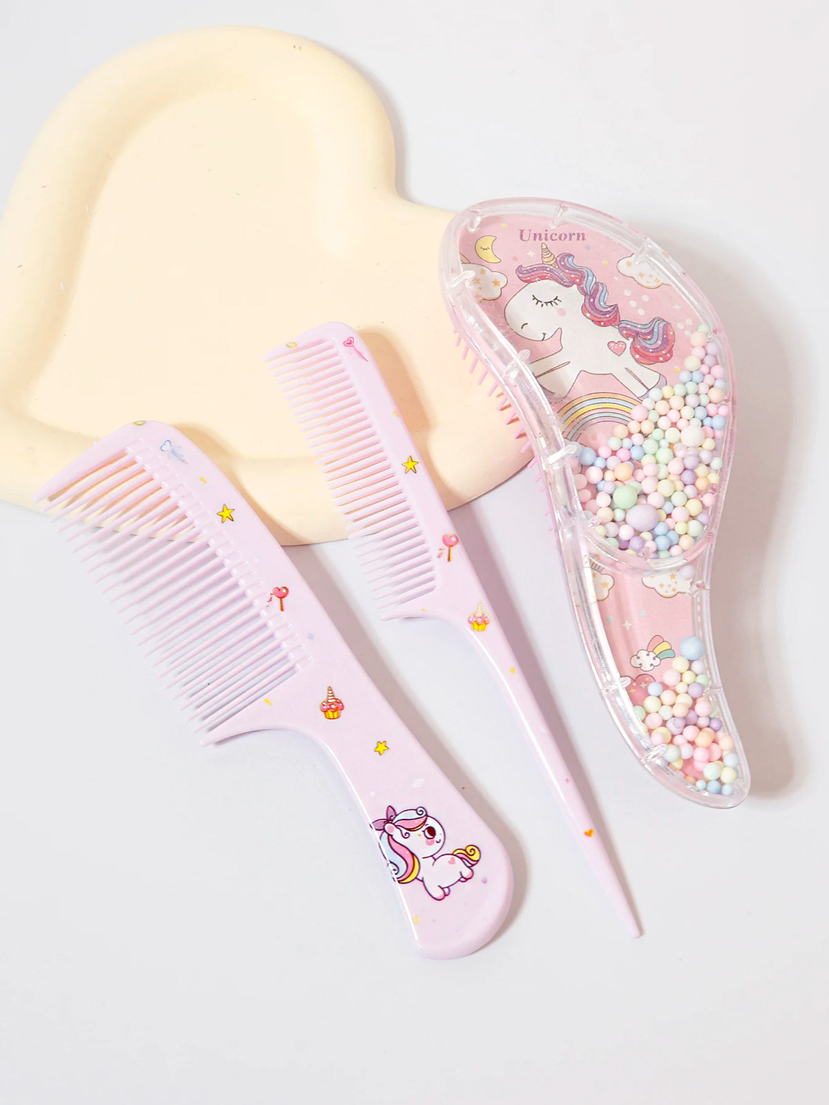 3pcs cartoon Comb Set, Wet and Dry Dual-Use, Hair Styling, Suitable for Any Hair Texture, Gift Set