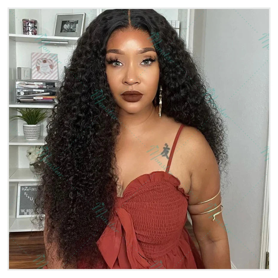 300% Density Kinky Curly Wigs Human Hair, 13x4 HD Lace Front Raw