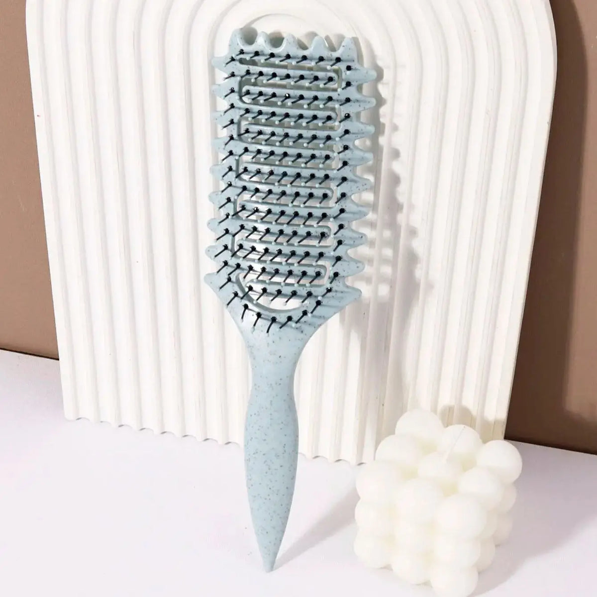 Curling Styling Brush, Hollow Massage Comb, Nylon Bristles, ABS Handle, Comfortable Grip