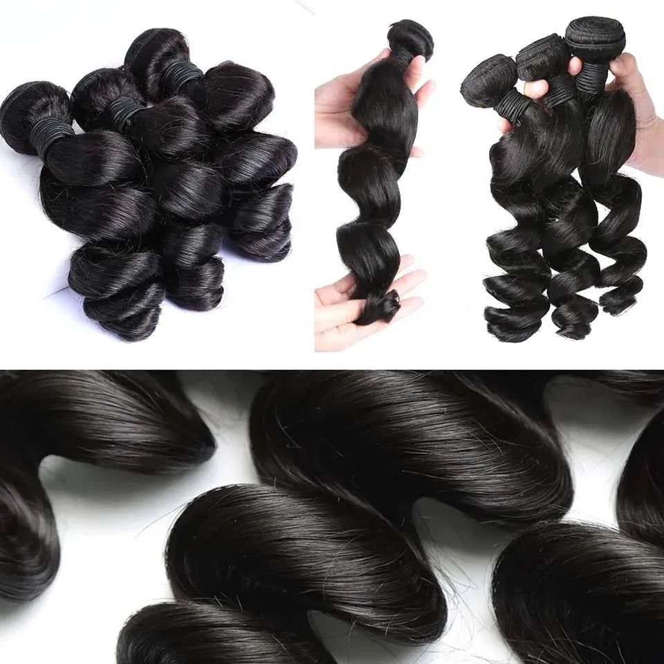 Loose Wave Bundle Human Hair Weave Unprocessed Virgin Wavy Weft Big Spiral