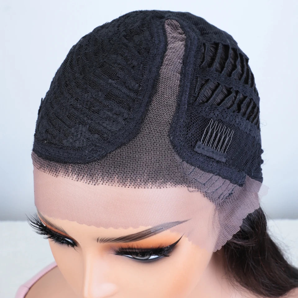 Natural Straight Human Hair Lace Front Wig, 13x6x1, Side Part