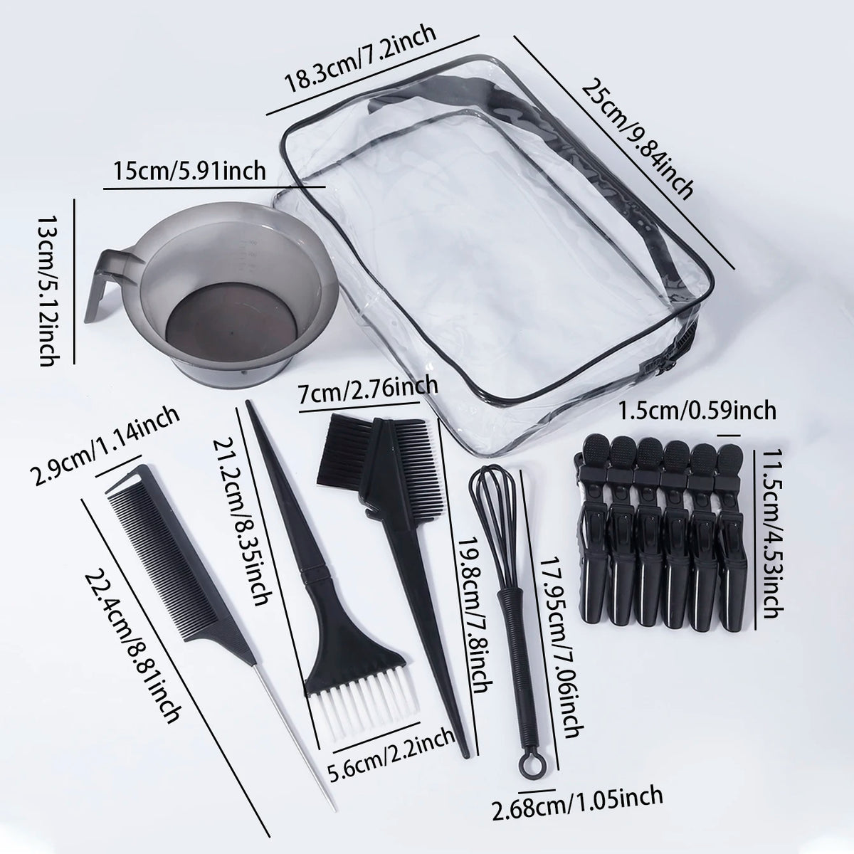 Professional Hair Dye Set Brush Comb Clip Stirrer Suitable Salons Real Wig