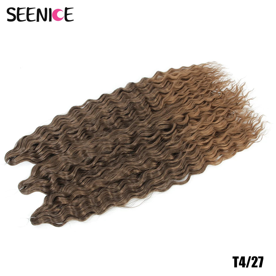 African Curls Synthetic Water Wave Twist Crochet Braiding Hair, Afro Curl, Ombre Blonde Pink Deep Wave