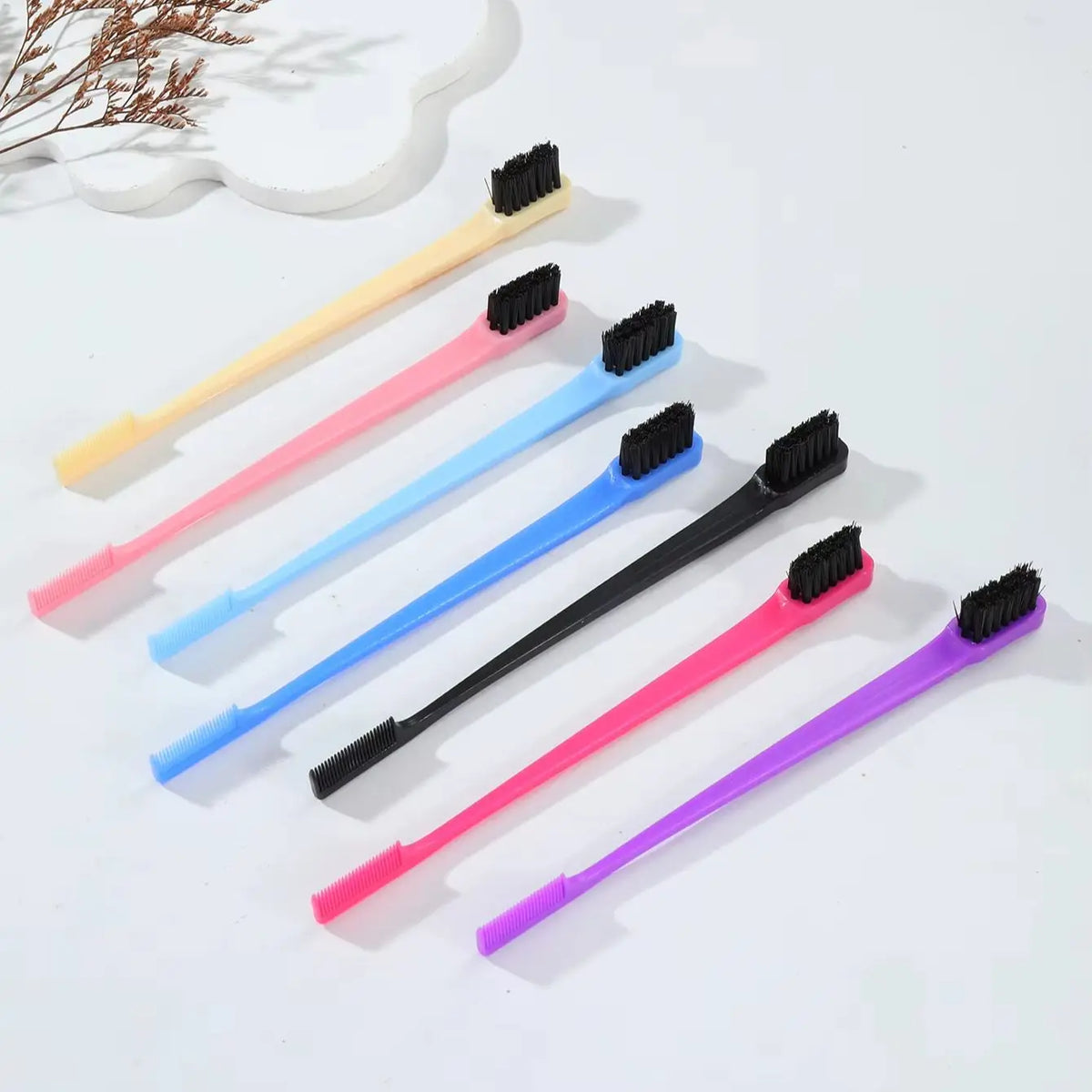 Hair Edge Brush Comb 2-in-1, Double-Sided Edge Control Brush with Comb