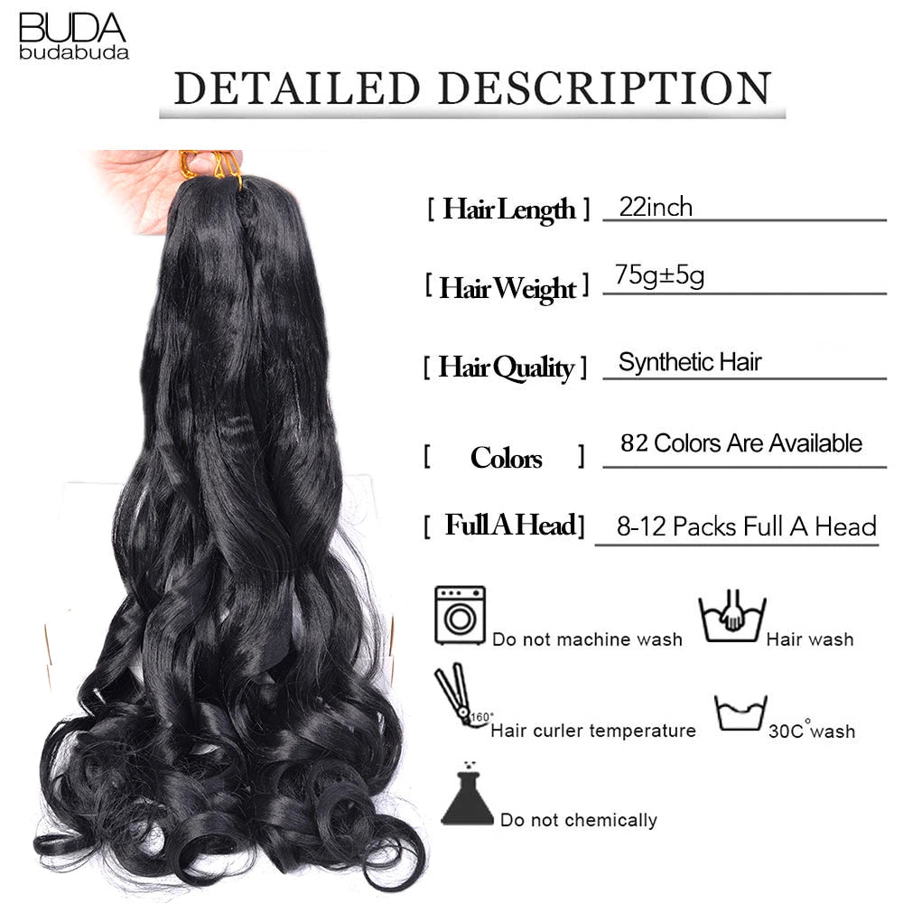 French Curls Braiding Hair Extensions - Synthetic Loose Wave Spiral Curl, High Temperature, Ombre Pre-Stretched