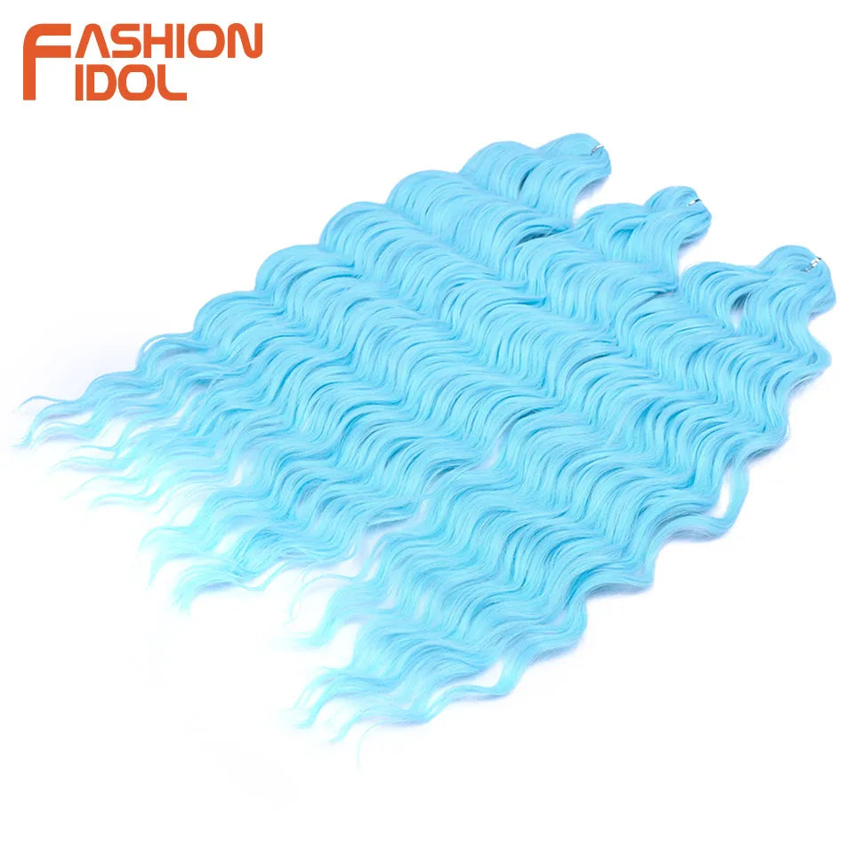 Loose Deep Wave Synthetic Braiding Hair Extensions - 24 Inch Water Wave, Ombre Blonde Twist Crochet