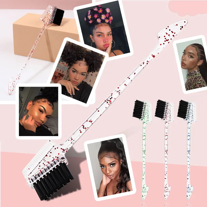 Dual Hair Edge Brush Teasing Comb 3N1 Control Holiday Gift Edges Baby