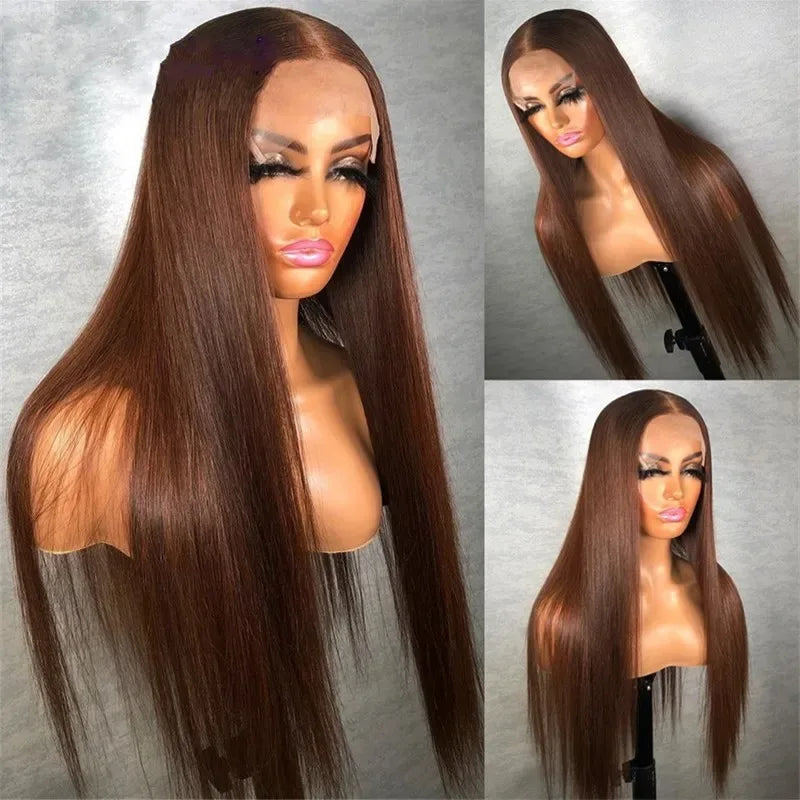Midnight Blue Wig Long Straight Lace Fornt, 13x4 HD Glueless Synthetic Blend