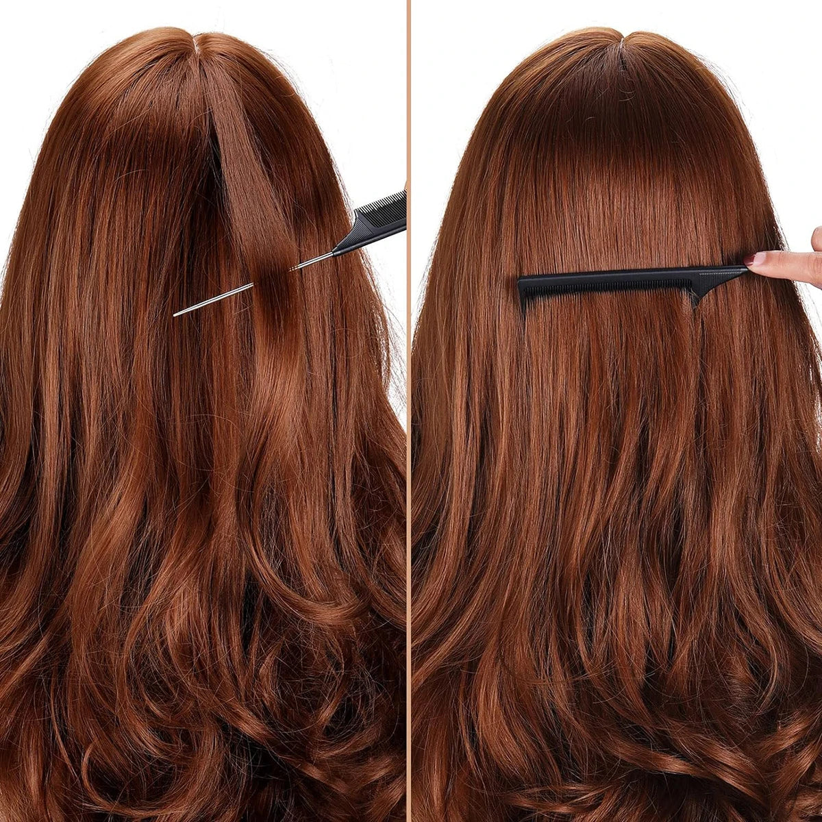3pcs Professional Pointed Tail Salon Ponytail Comb Anti-Static Hair Comb Steel Needle Mouse Tail Comb